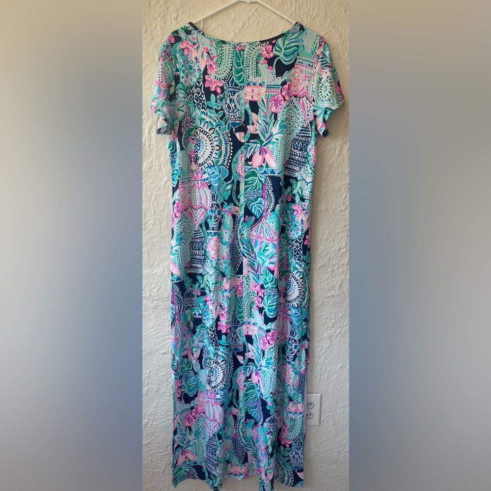 Lilly Pulitzer Wynne Maxi Dress Looking sharp Size XL Side Slits Animal Print - Picture 6 of 8